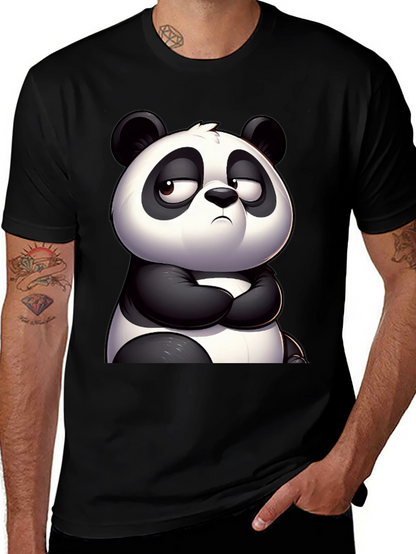 Grumpy Panda Graphic Tee - Black Cotton T-Shirt
