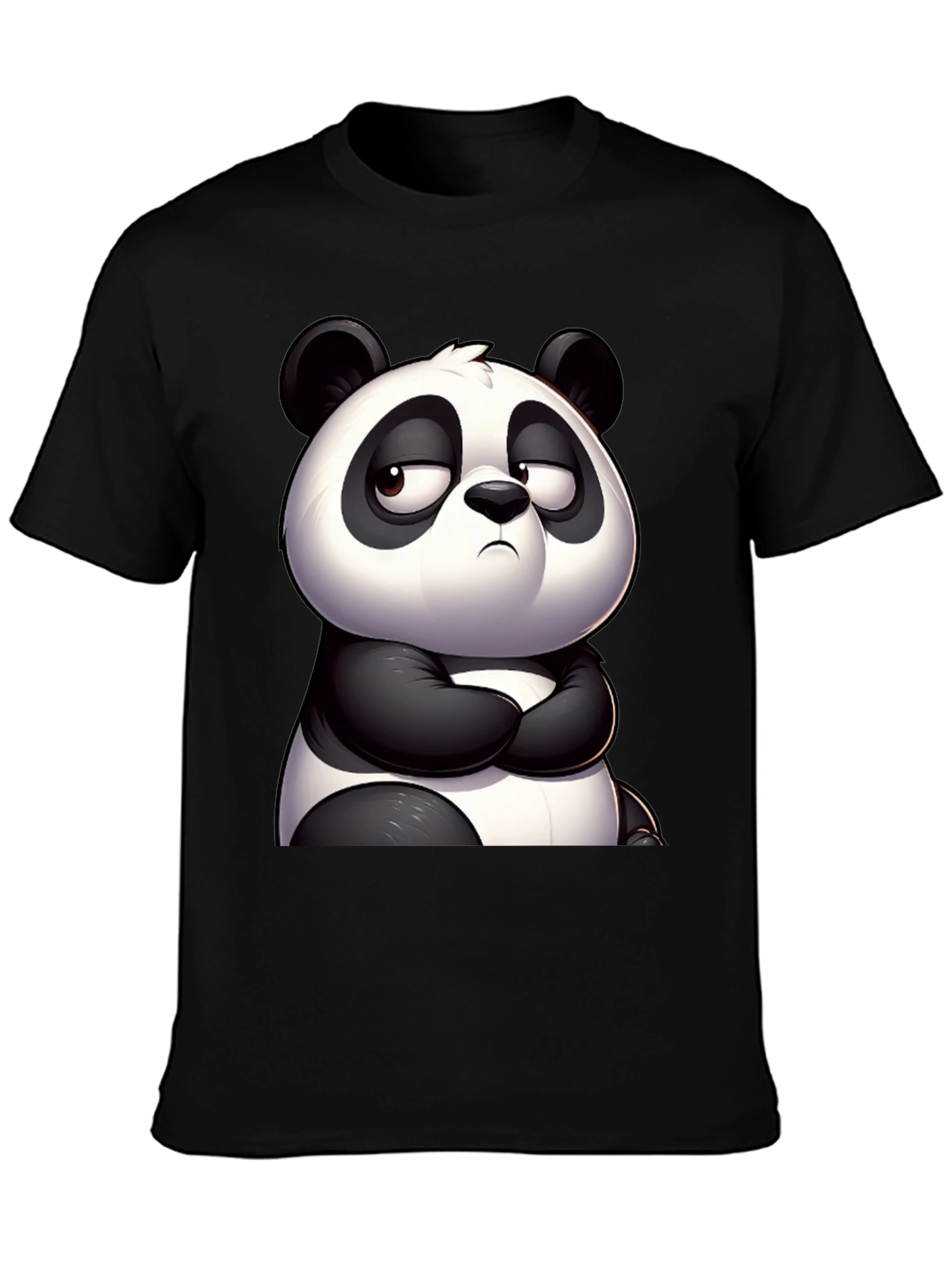 Grumpy Panda Graphic Tee - Black Cotton T-Shirt