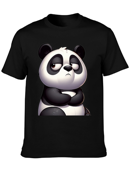 Grumpy Panda Graphic Tee - Black Cotton T-Shirt