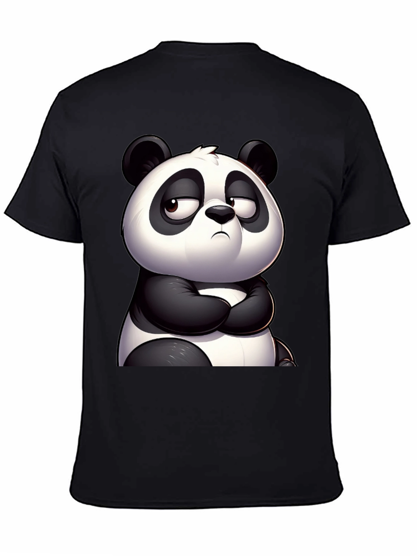Grumpy Panda Graphic Tee - Black Cotton T-Shirt