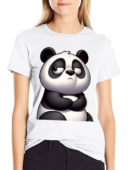 Grumpy Panda Graphic Tee - Black Cotton T-Shirt