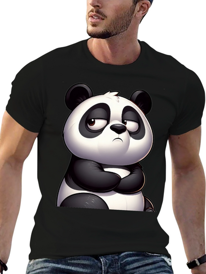 Grumpy Panda Graphic Tee - Black Cotton T-Shirt