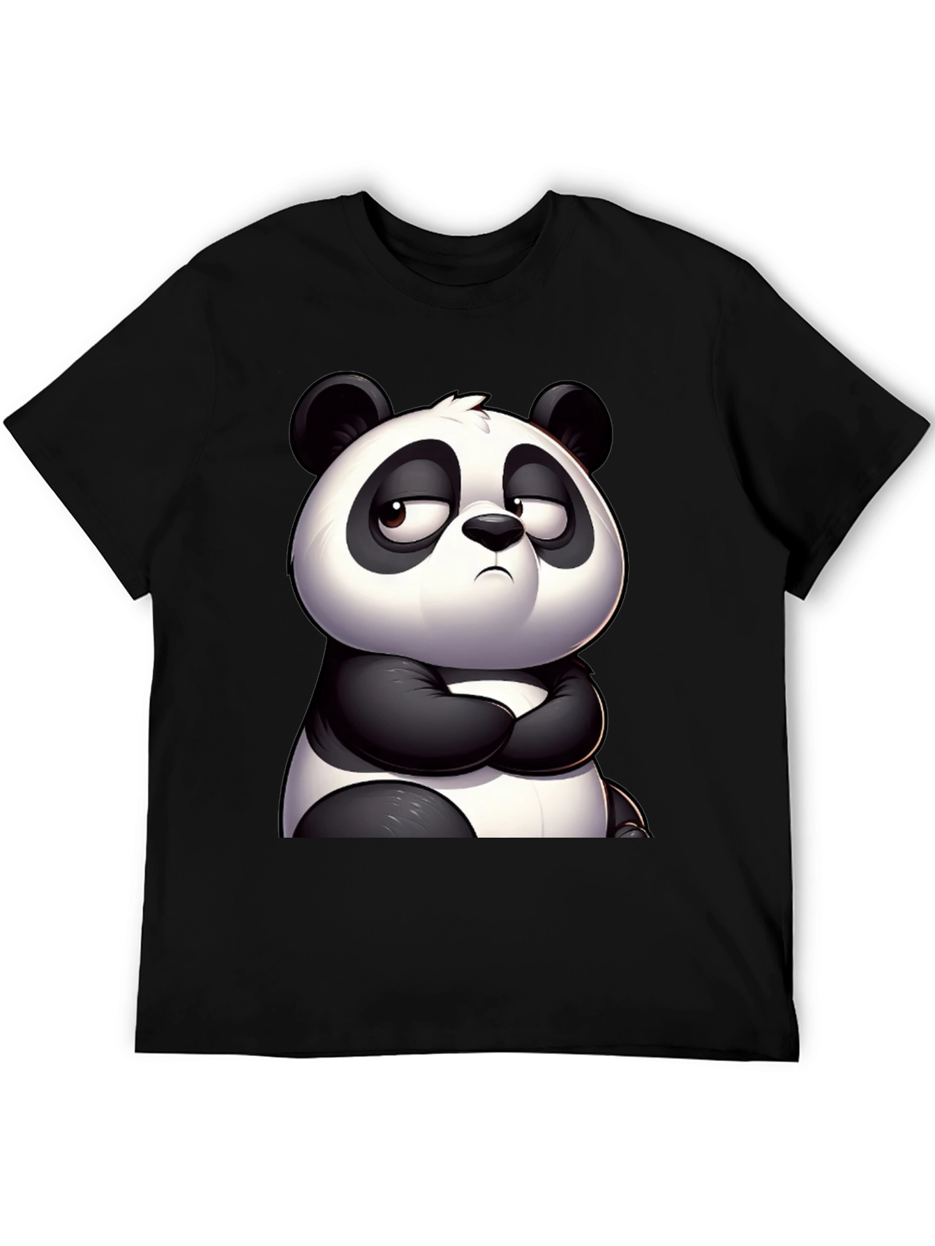 Grumpy Panda Graphic Tee - Black Cotton T-Shirt
