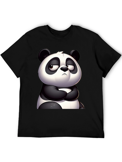 Grumpy Panda Graphic Tee - Black Cotton T-Shirt