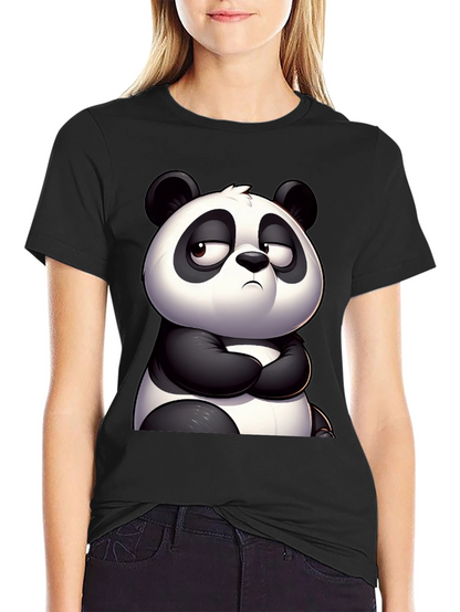 Grumpy Panda Graphic Tee - Black Cotton T-Shirt