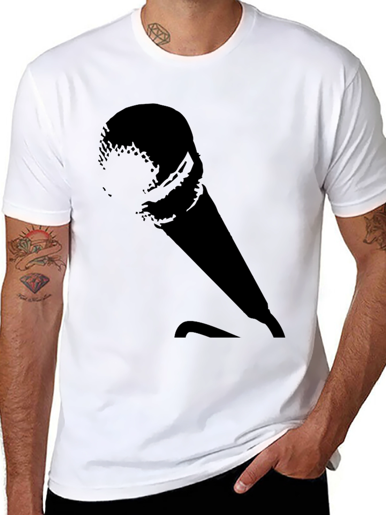 Retro Microphone Graphic Tee - Black