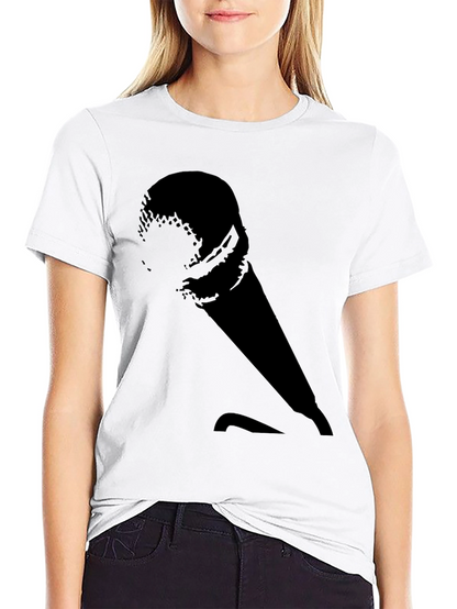 Retro Microphone Graphic Tee - Black