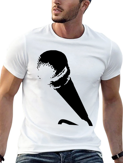 Retro Microphone Graphic Tee - Black