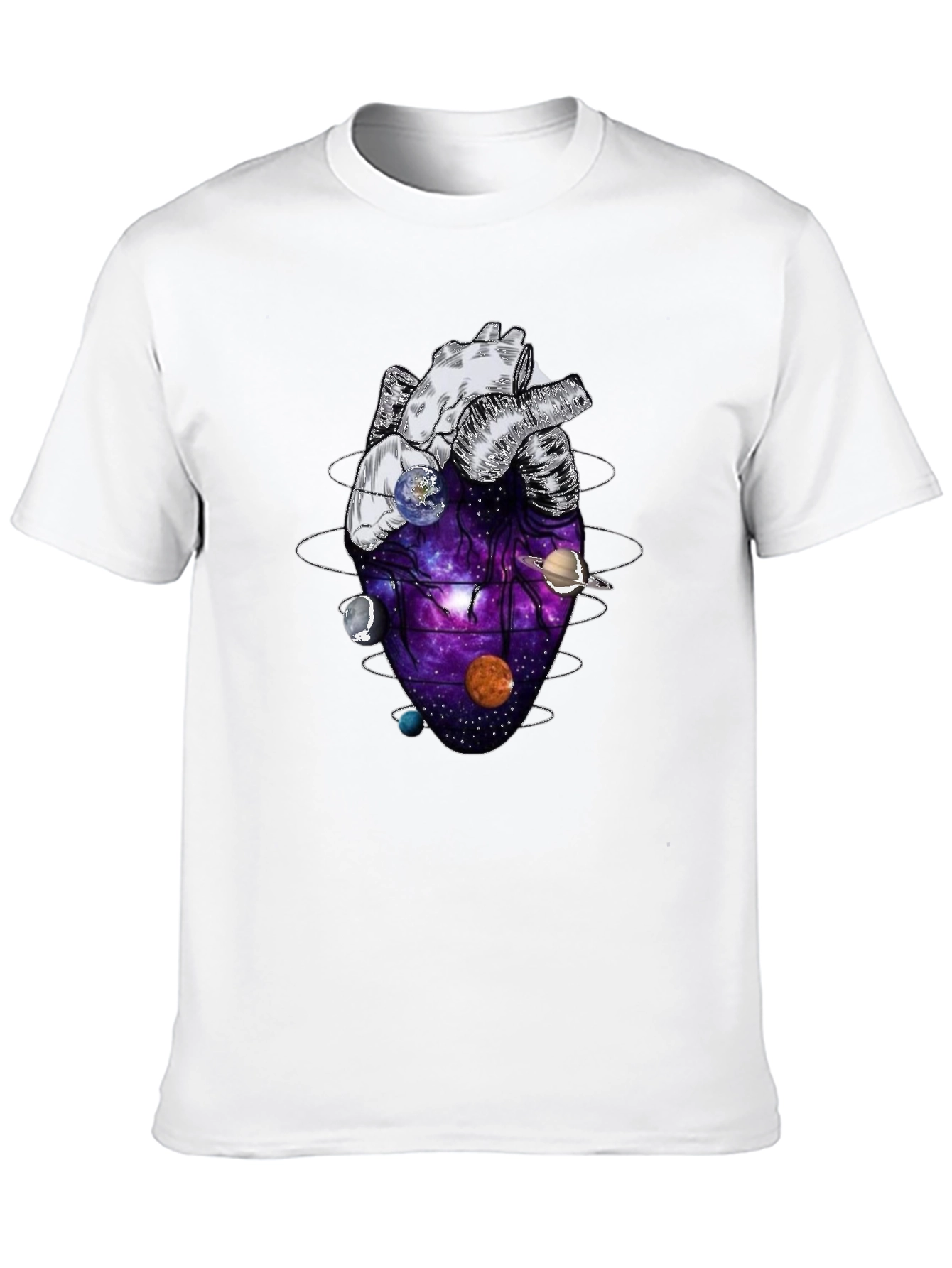 Anatomical Heart Planets Universe Mens T-Shirt