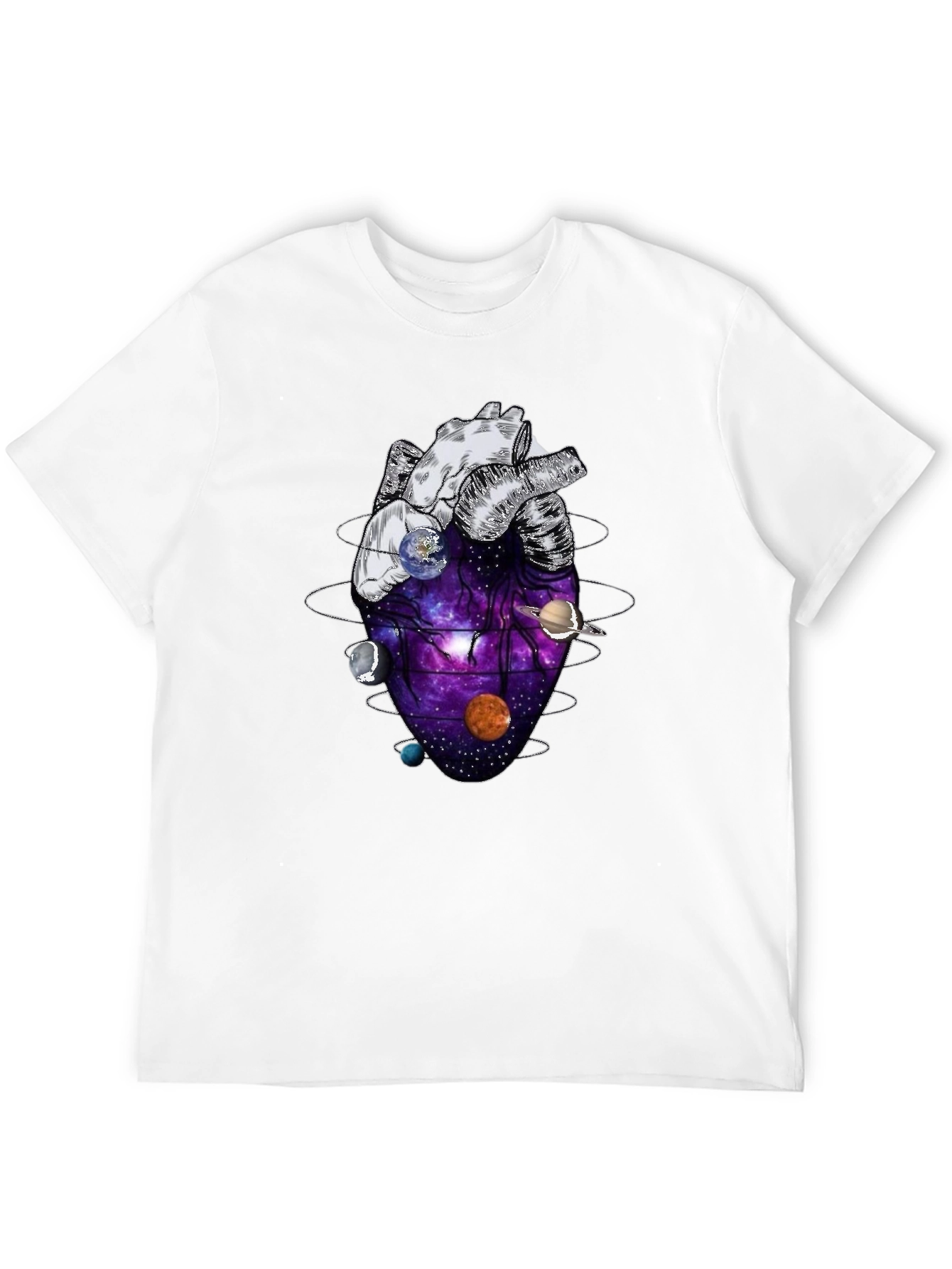 Anatomical Heart Planets Universe Mens T-Shirt