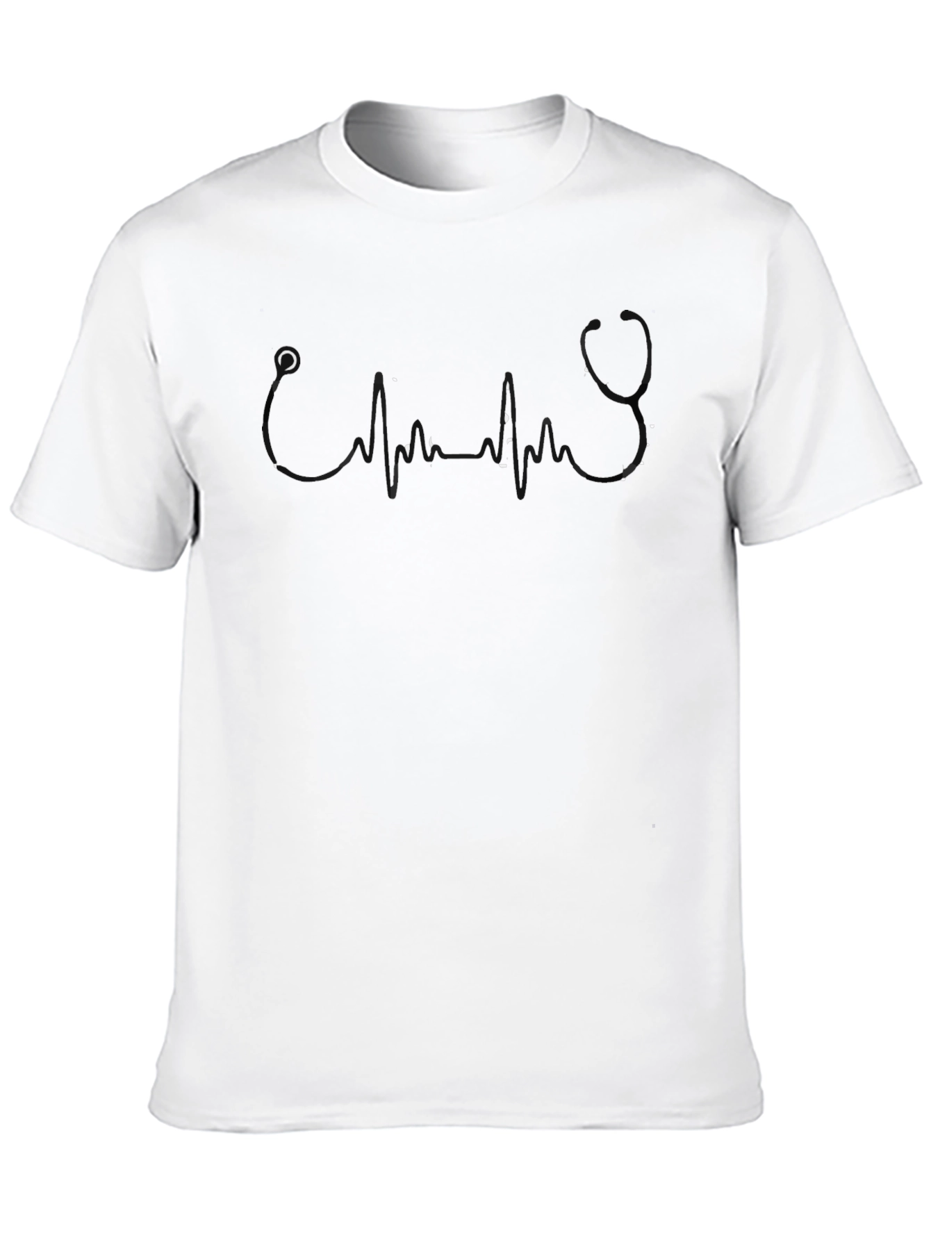 Black Stethoscope Heartbeat Graphic Tee - Medical Vibe Shirt
