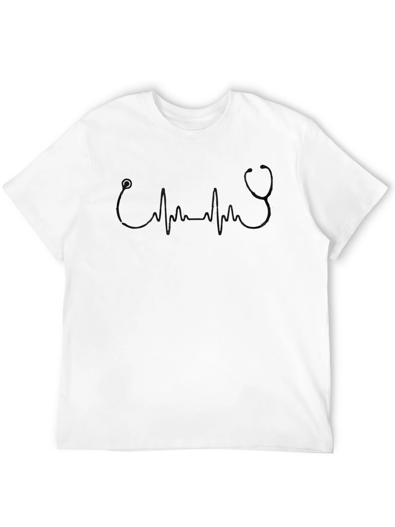 Black Stethoscope Heartbeat Graphic Tee - Medical Vibe Shirt