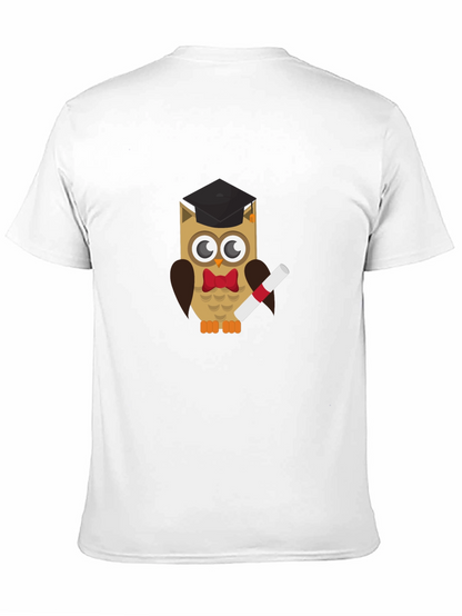 Graduation Owl Graphic Tee - Black Cotton T-Shirt