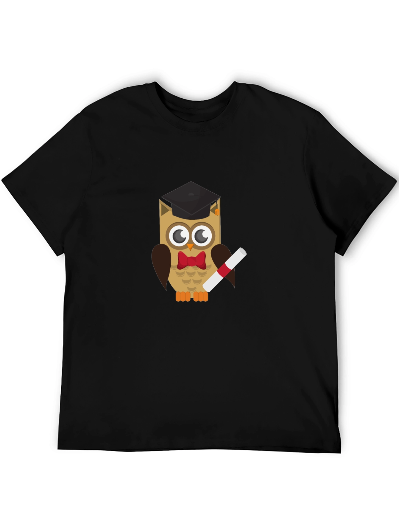 Graduation Owl Graphic Tee - Black Cotton T-Shirt