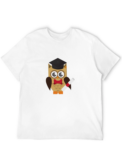 Graduation Owl Graphic Tee - Black Cotton T-Shirt