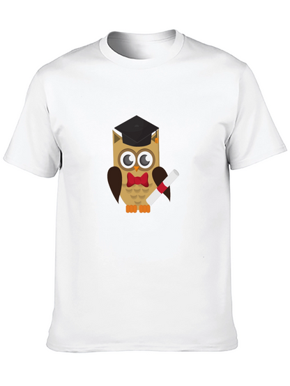 Graduation Owl Graphic Tee - Black Cotton T-Shirt