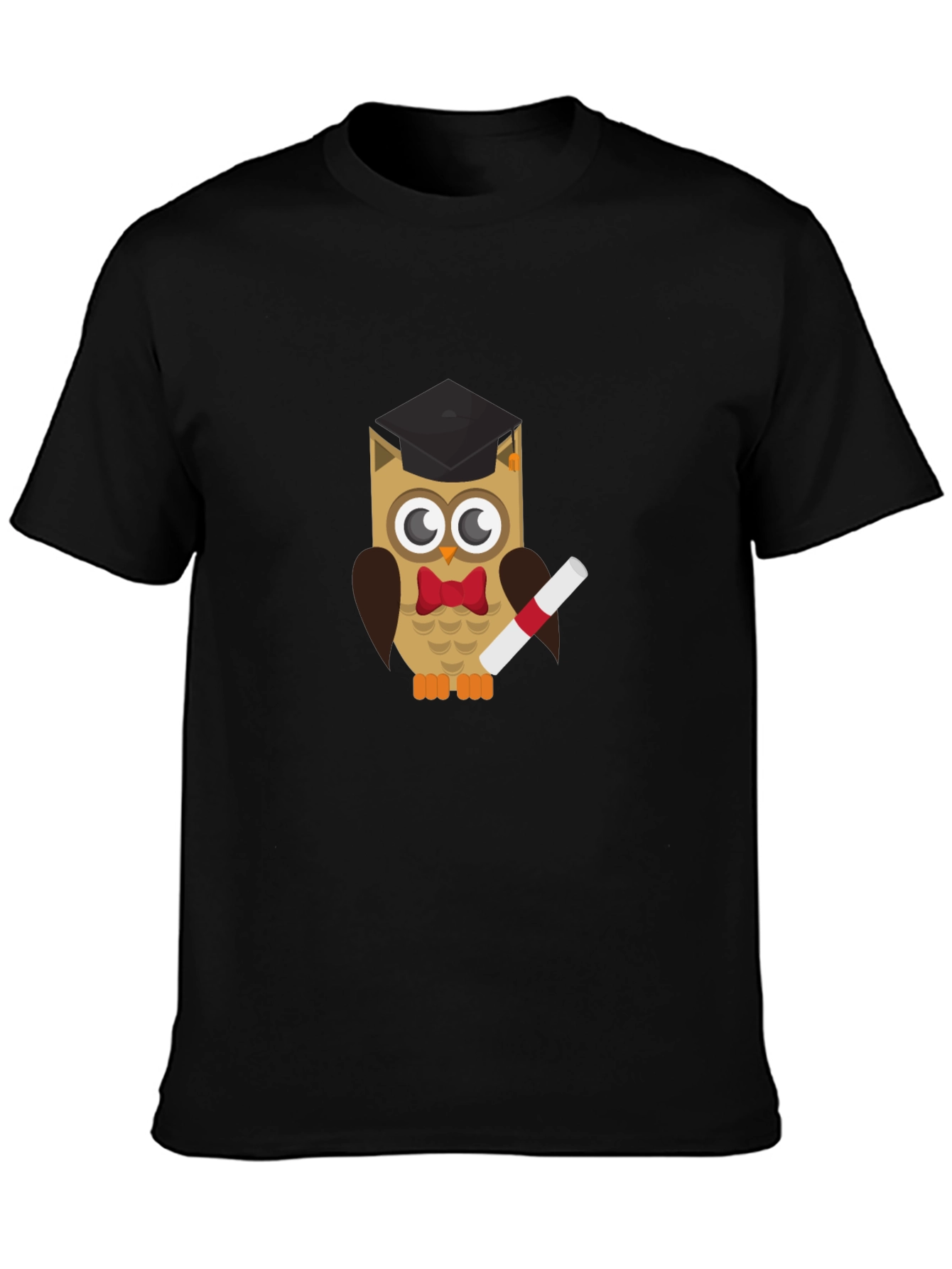 Graduation Owl Graphic Tee - Black Cotton T-Shirt