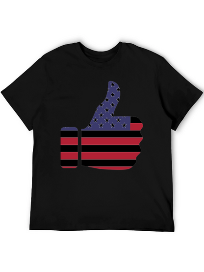 Unisex American Flag Thumbs Up Graphic Print T-Shirt, 1 pcs 190g 100% Pure Cotton Casual Oversized T-Shirt