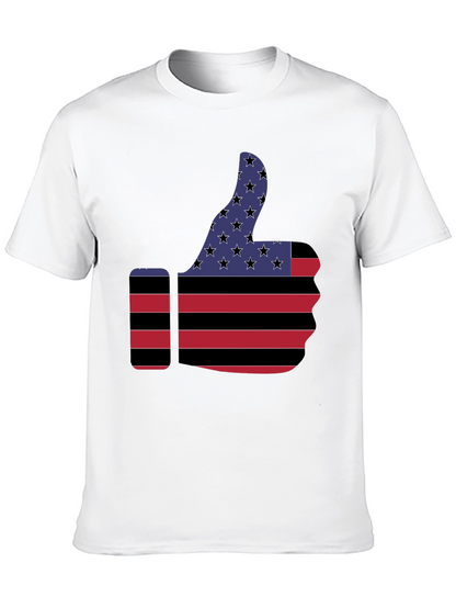 Unisex American Flag Thumbs Up Graphic Print T-Shirt, 1 pcs 190g 100% Pure Cotton Casual Oversized T-Shirt