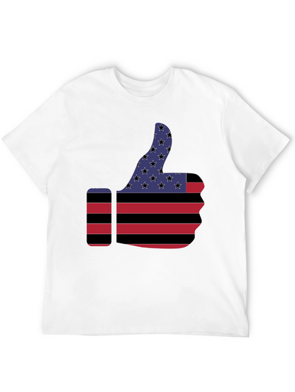 Unisex American Flag Thumbs Up Graphic Print T-Shirt, 1 pcs 190g 100% Pure Cotton Casual Oversized T-Shirt