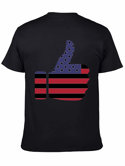 Unisex American Flag Thumbs Up Graphic Print T-Shirt, 1 pcs 190g 100% Pure Cotton Casual Oversized T-Shirt