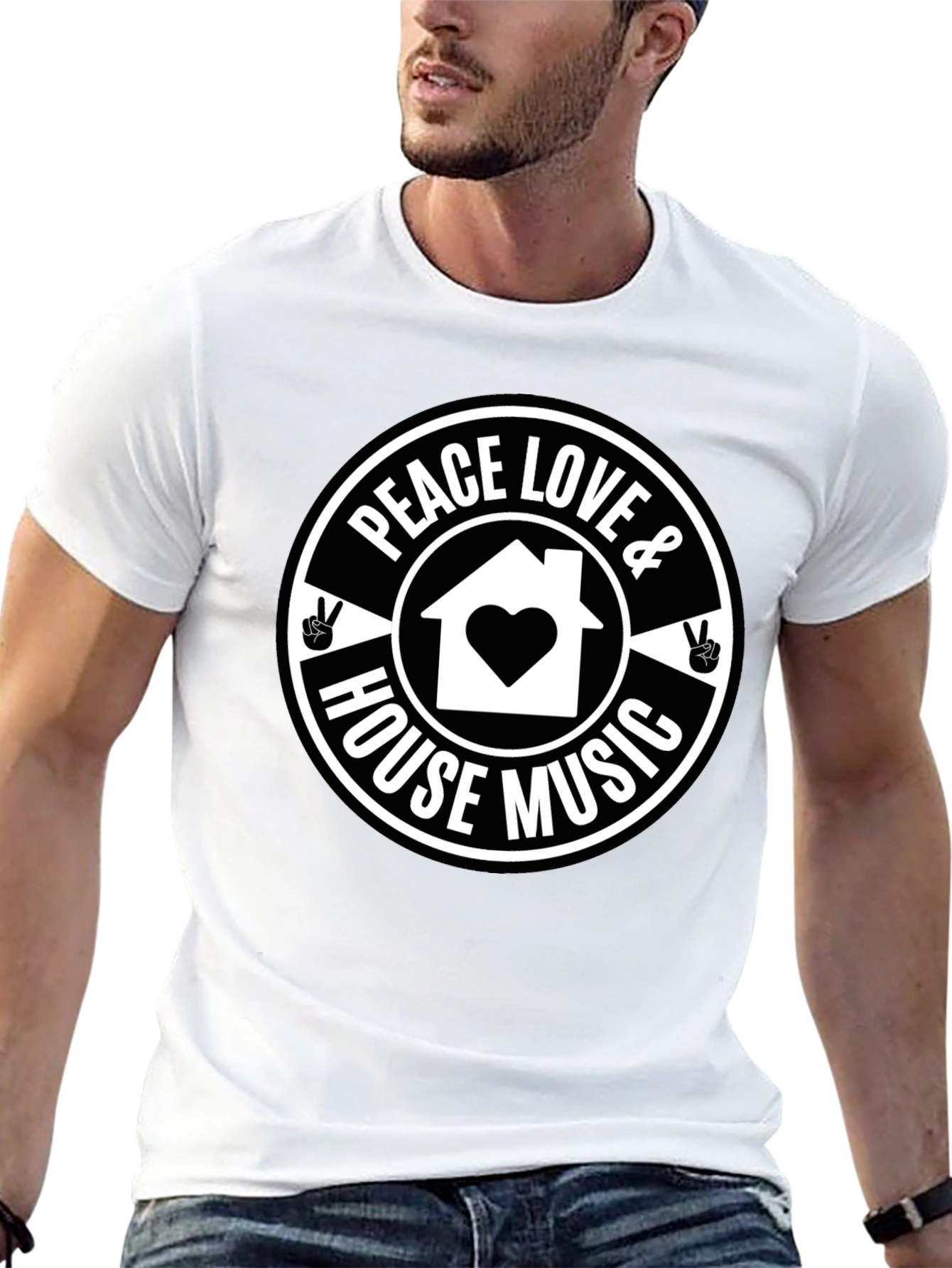 Peace Love & House Music Graphic T-Shirt
