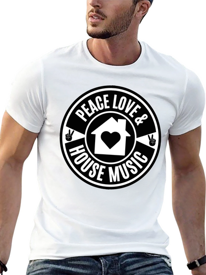 Peace Love & House Music Graphic T-Shirt