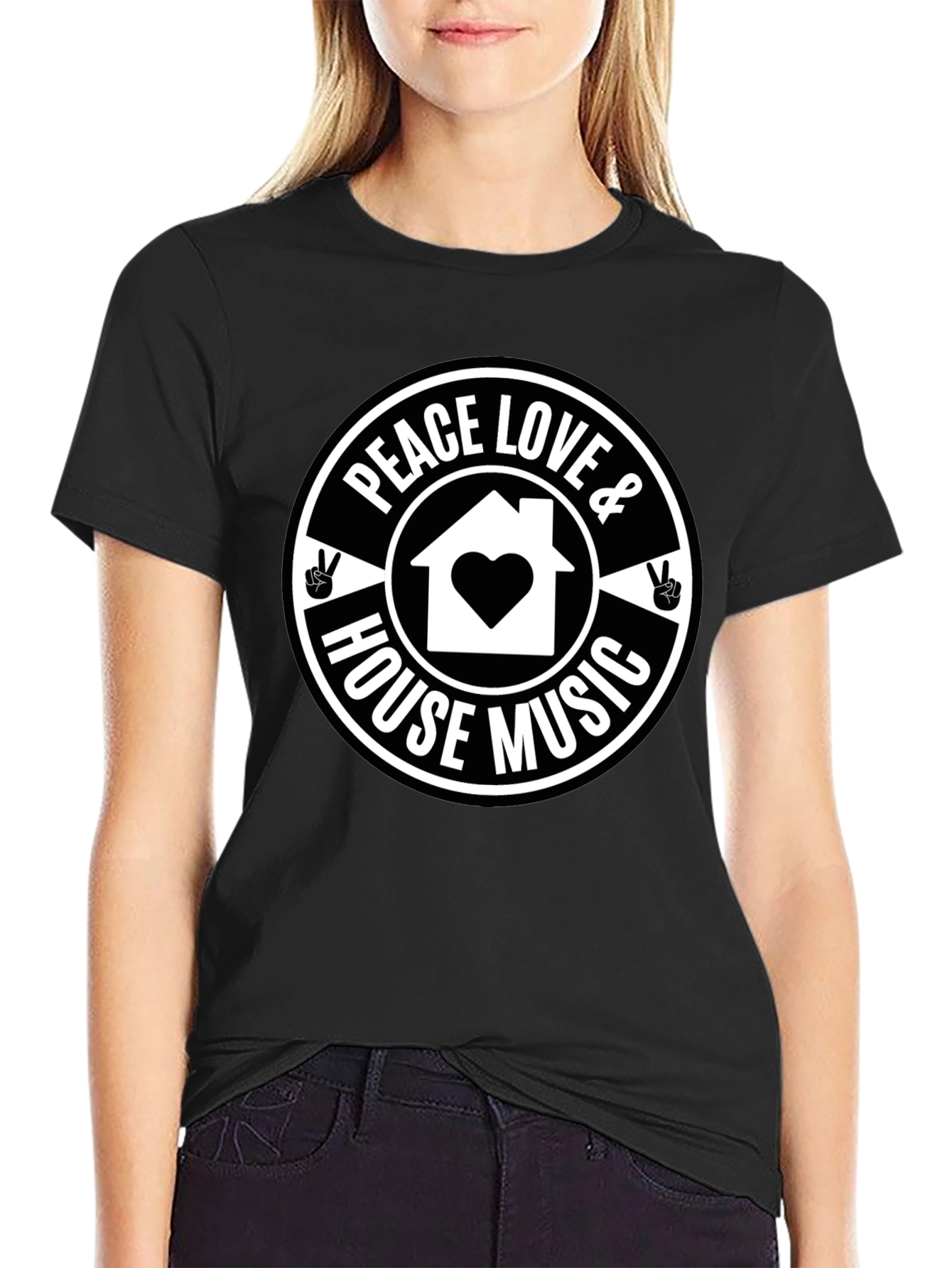 Peace Love & House Music Graphic T-Shirt