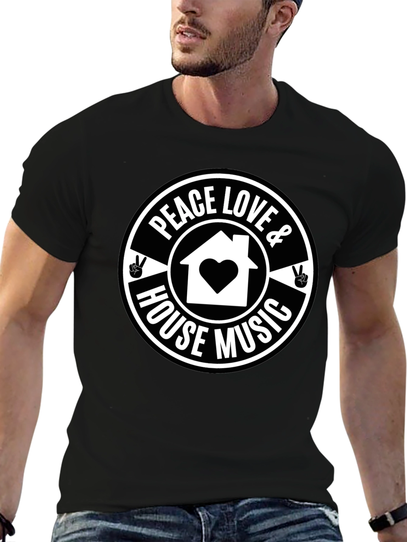 Peace Love & House Music Graphic T-Shirt