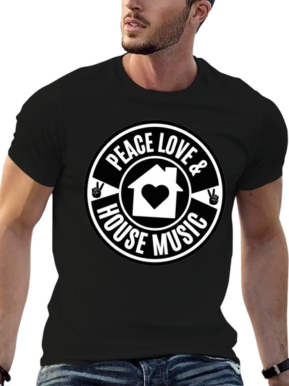 Peace Love & House Music Graphic T-Shirt