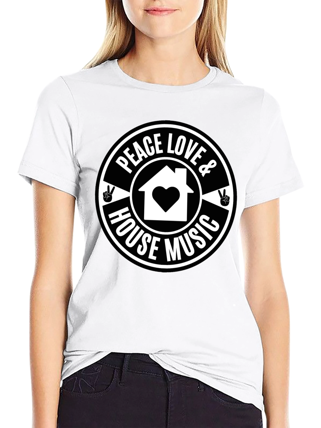 Peace Love & House Music Graphic T-Shirt