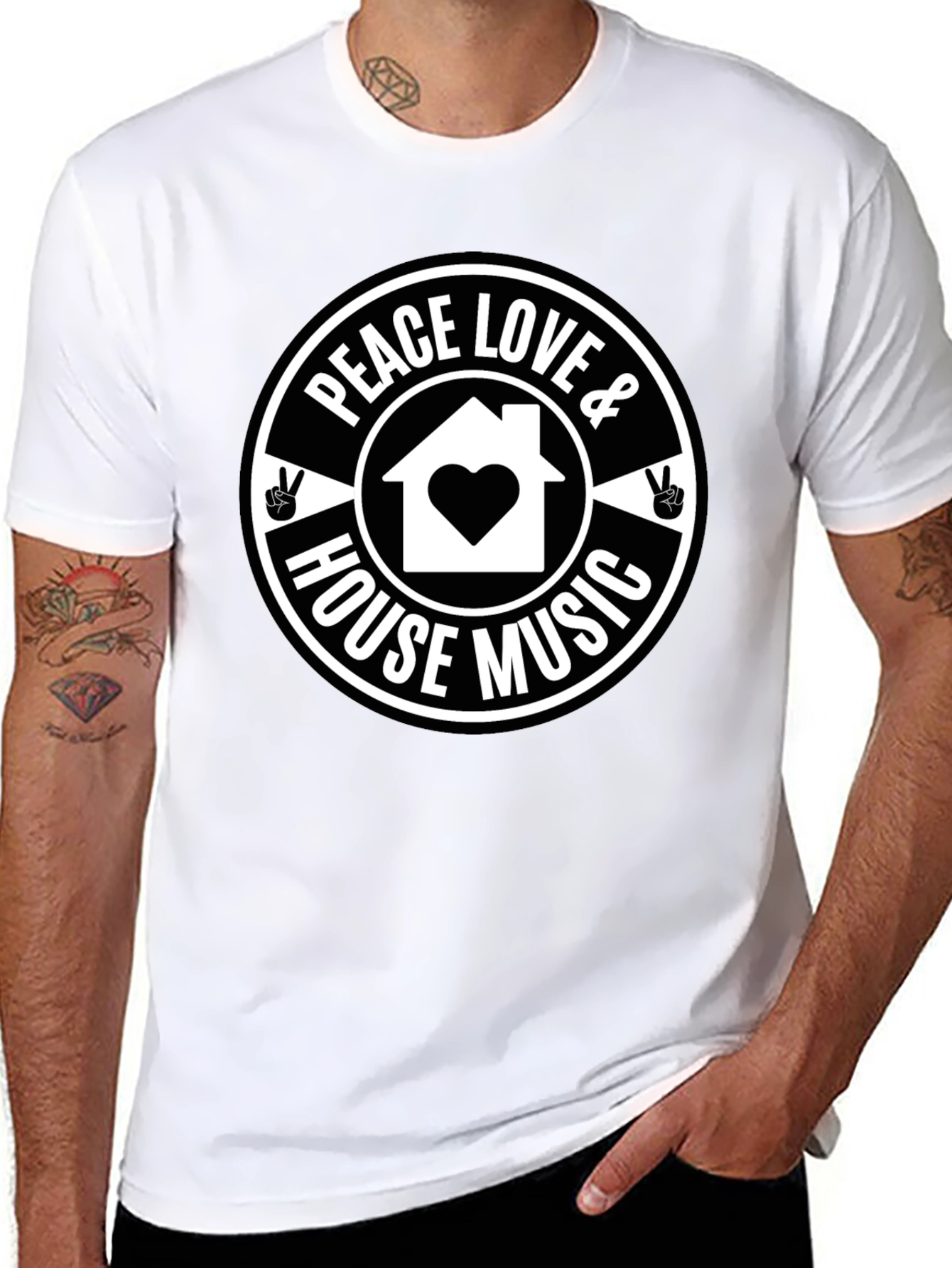 Peace Love & House Music Graphic T-Shirt