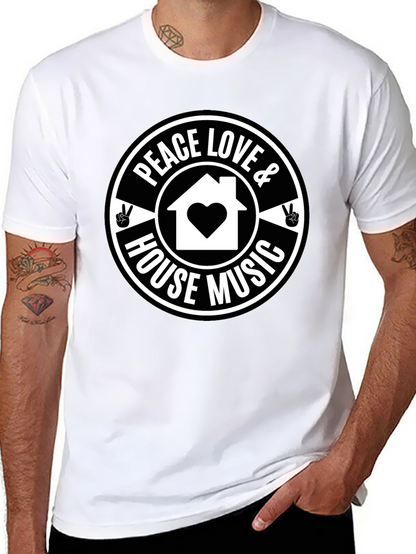 Peace Love & House Music Graphic T-Shirt
