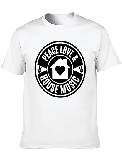 Peace Love & House Music Graphic T-Shirt