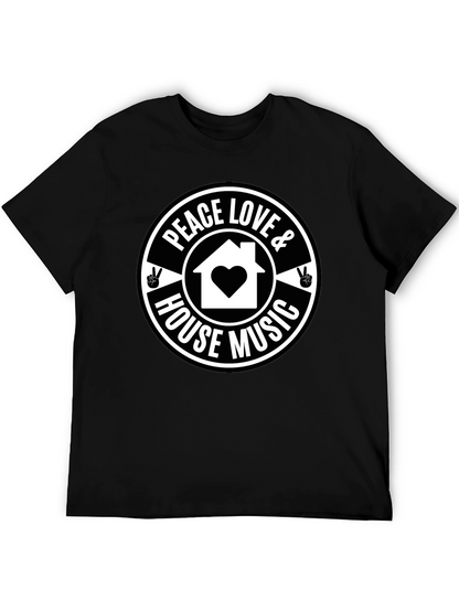 Peace Love & House Music Graphic T-Shirt