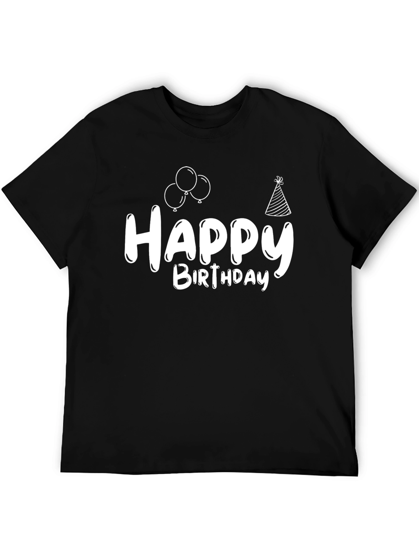 Happy Birthday Graphic Tee - Black Cotton T-Shirt