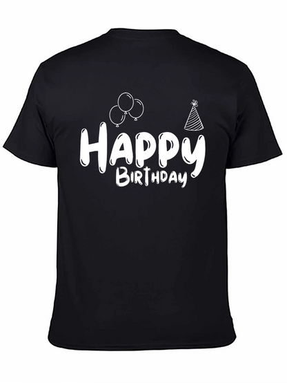 Happy Birthday Graphic Tee - Black Cotton T-Shirt