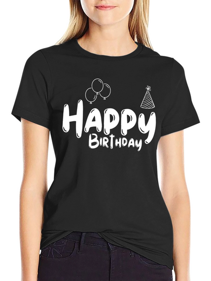 Happy Birthday Graphic Tee - Black Cotton T-Shirt