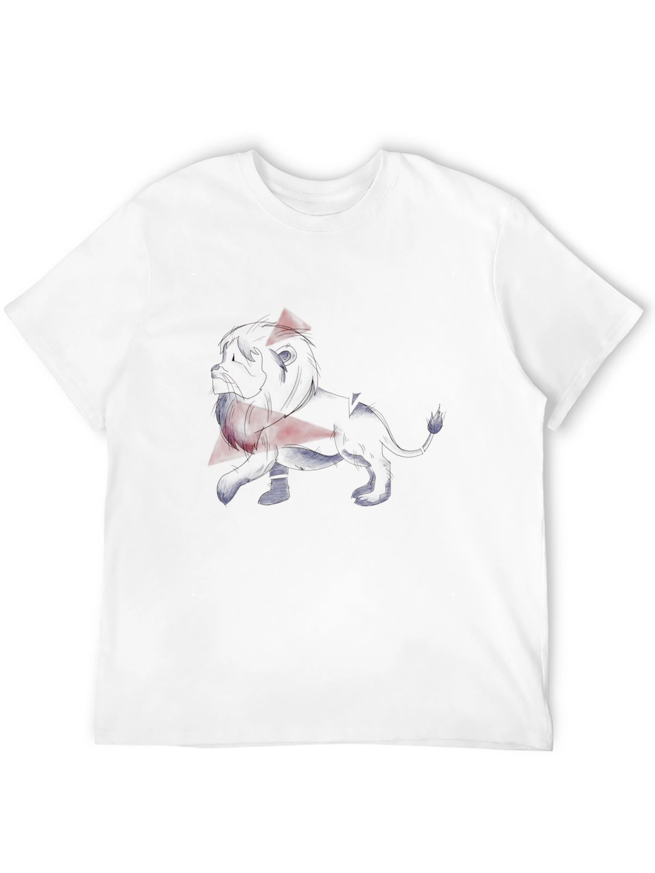 Mens Black Graphic Tee - Abstract Lion Design