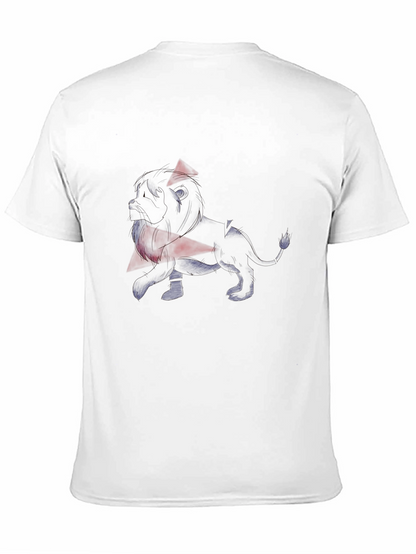 Mens Black Graphic Tee - Abstract Lion Design