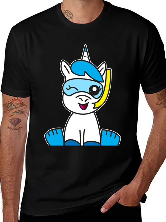 Snorkeling Unicorn Graphic Tee - Black Cotton Blend