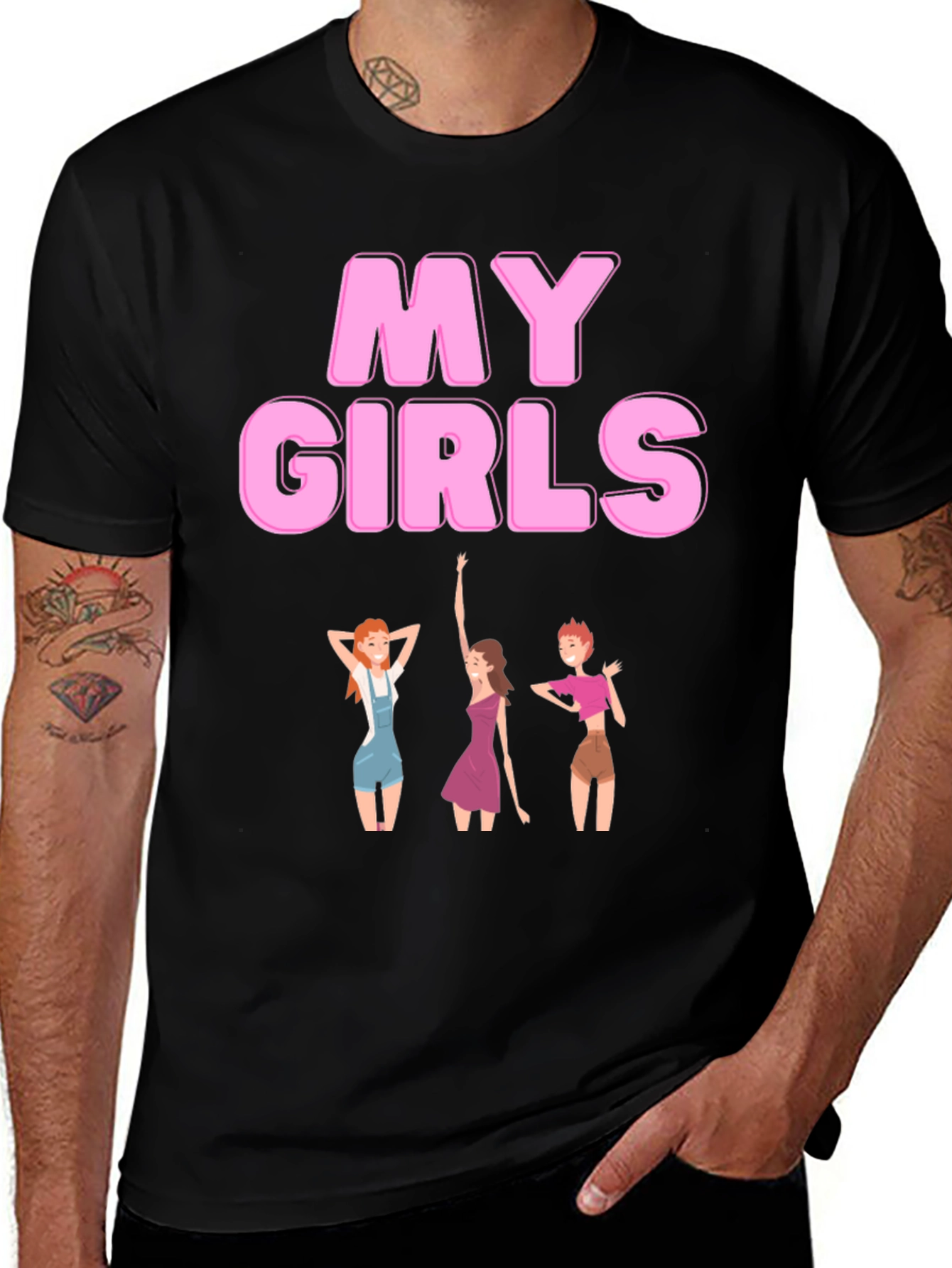 My Girls Black Graphic T-Shirt
