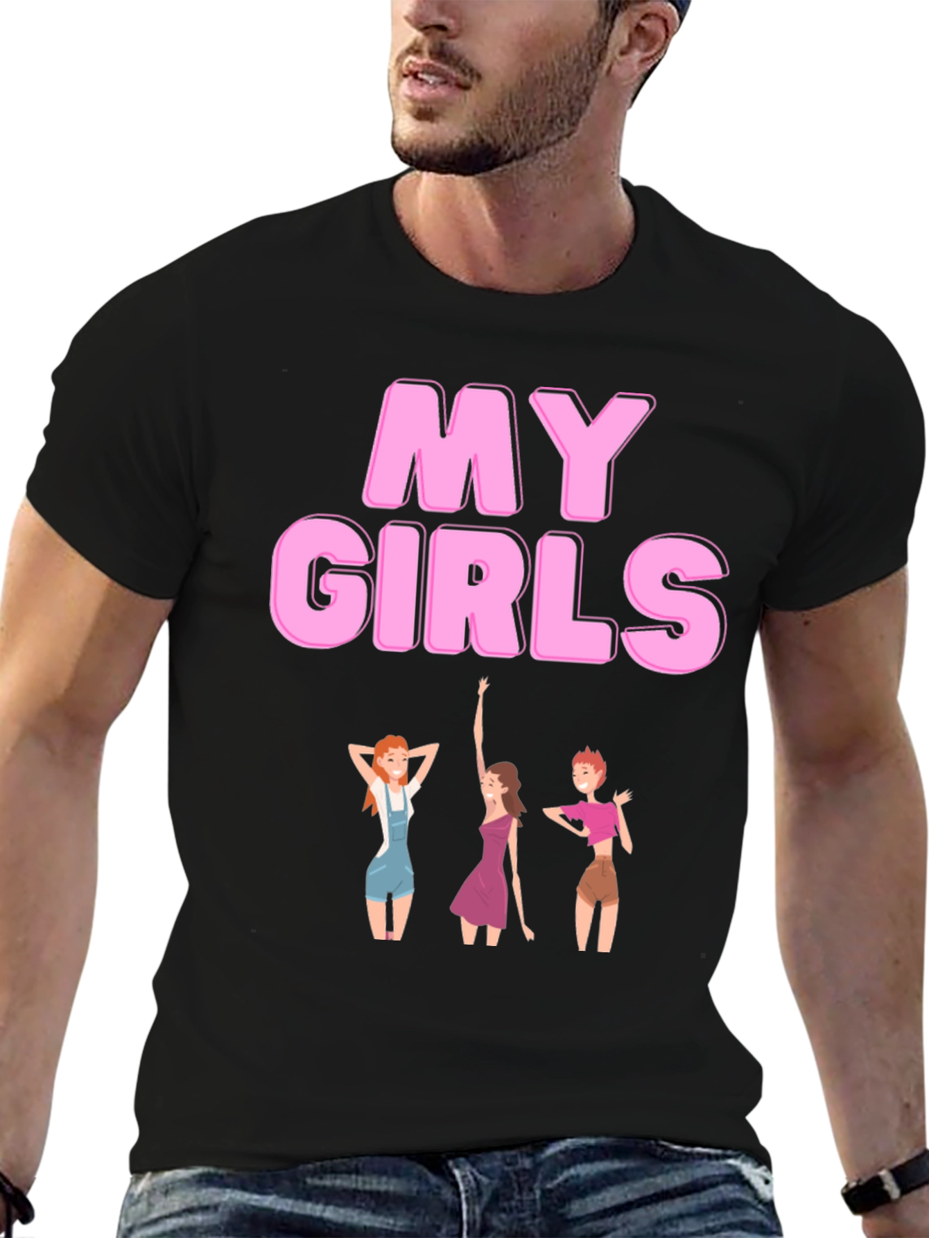 My Girls Black Graphic T-Shirt