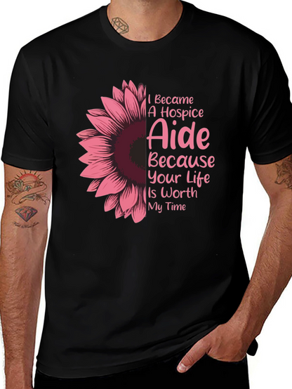 Hospice Aide Sunflower Graphic T-Shirt