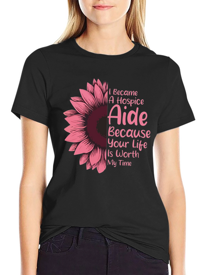 Hospice Aide Sunflower Graphic T-Shirt