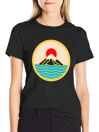 Mountain & Waves Graphic Tee - Retro Style
