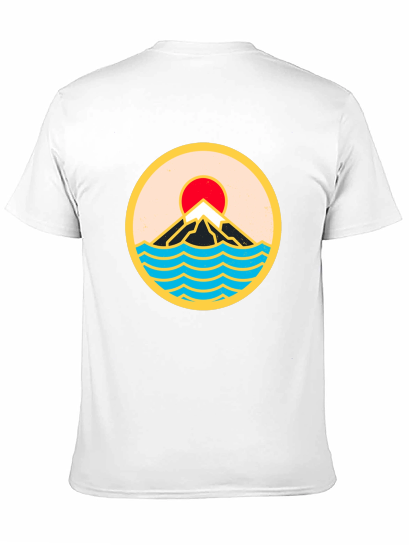 Mountain & Waves Graphic Tee - Retro Style