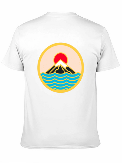 Mountain & Waves Graphic Tee - Retro Style