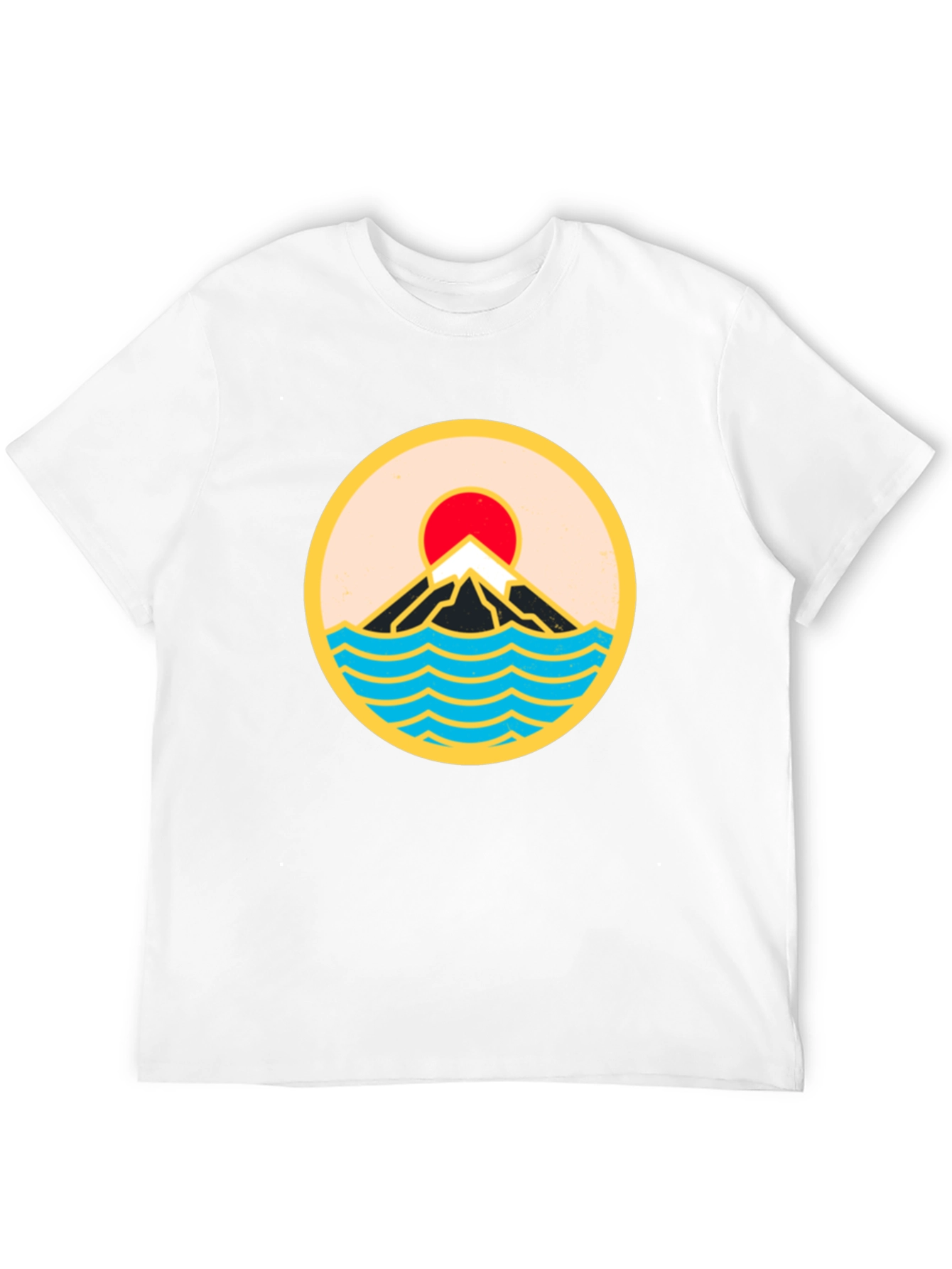Mountain & Waves Graphic Tee - Retro Style