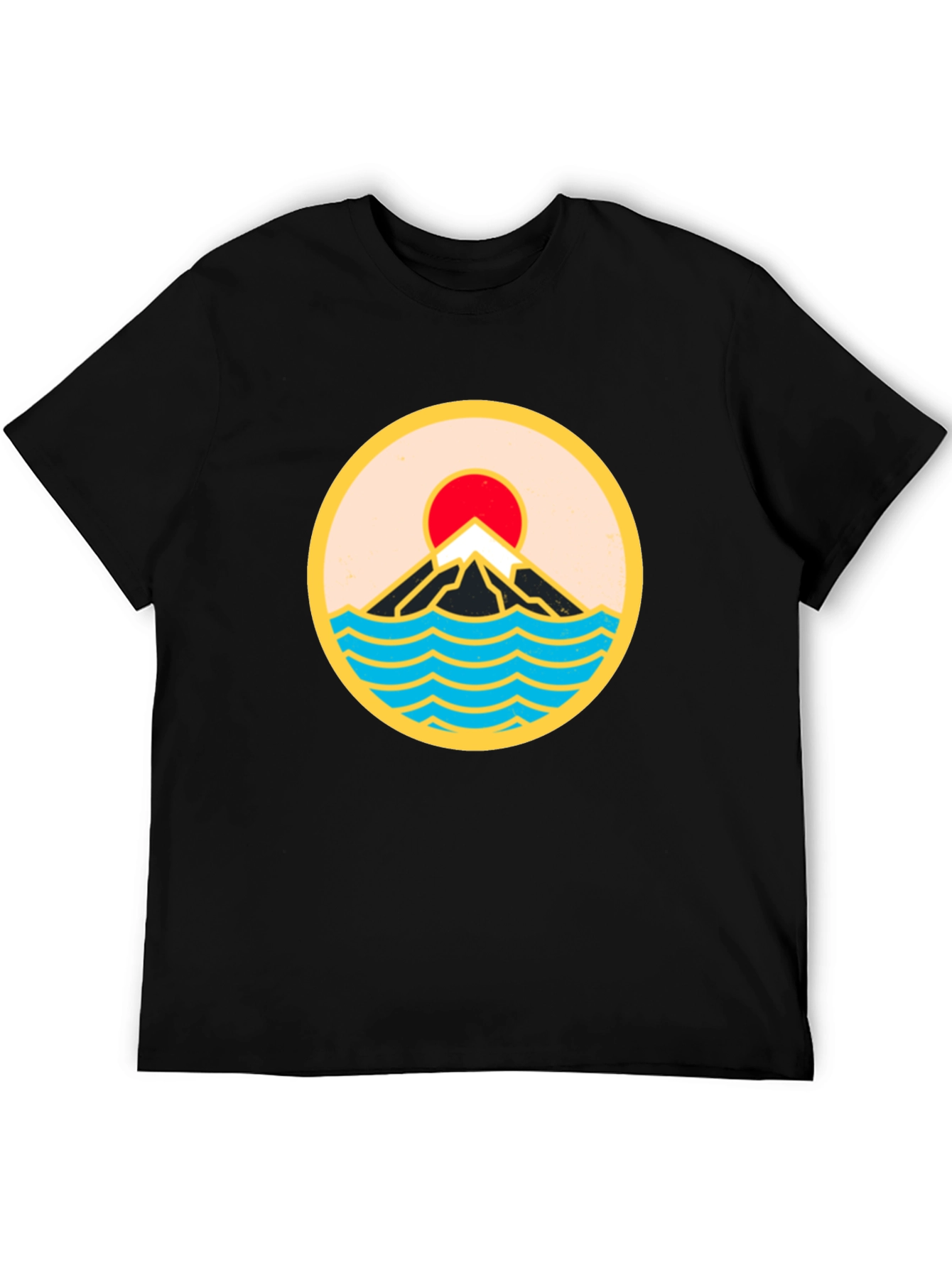 Mountain & Waves Graphic Tee - Retro Style